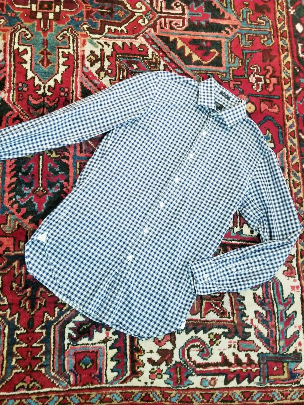 J.Crew Men's Small Ludlow 120's 2 Ply Long Sleeve Button Down Shirt Blue Gingham